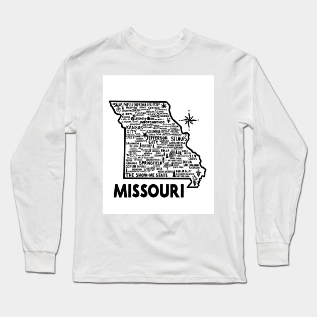 Missouri Map Long Sleeve T-Shirt by fiberandgloss